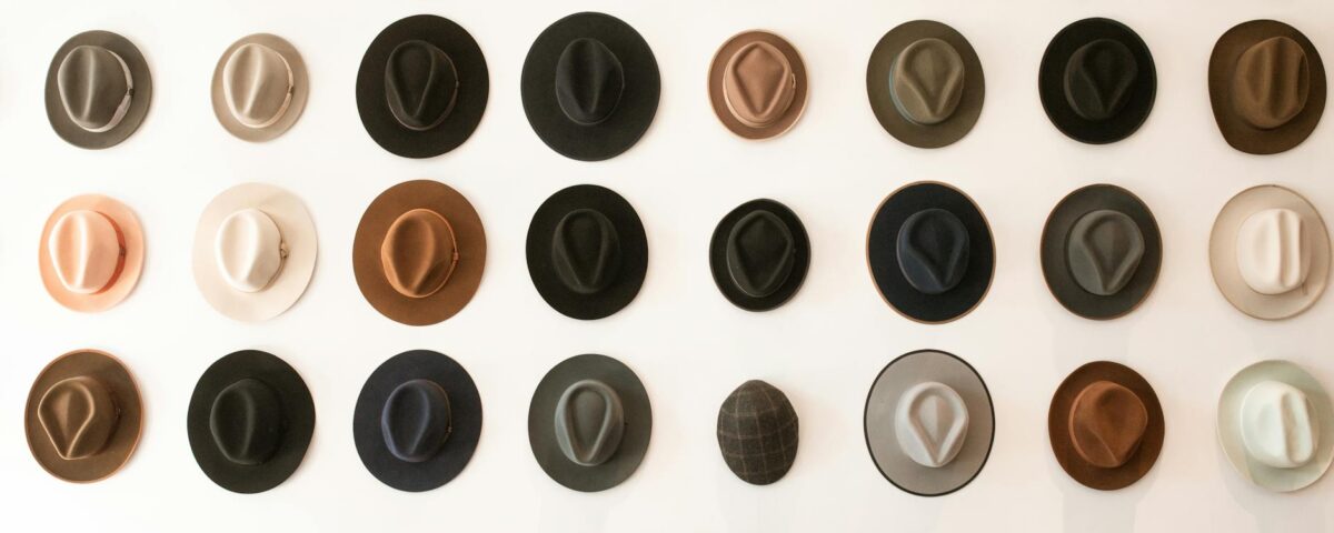 different kind of hats on display